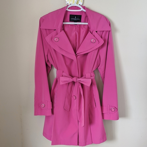 London Fog Jackets & Blazers - Pink Hooded Half Trench Rain Coat London Fog